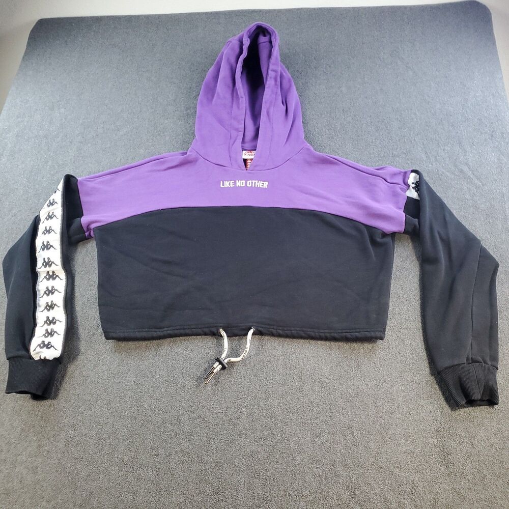 Kappa Cropped Hoodie Womens Size Medium Purple/black